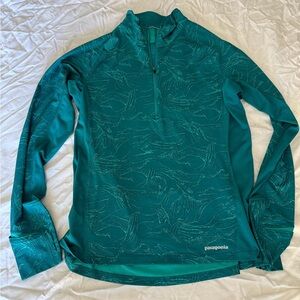 Patagonia W's All Weather Zip-Neck long sleeve,women large, Turquoise, sty24208